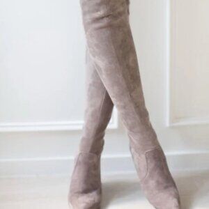 US 6 Stretch Real Suede Leather Over knee Thigh High Heels Tall. Used once